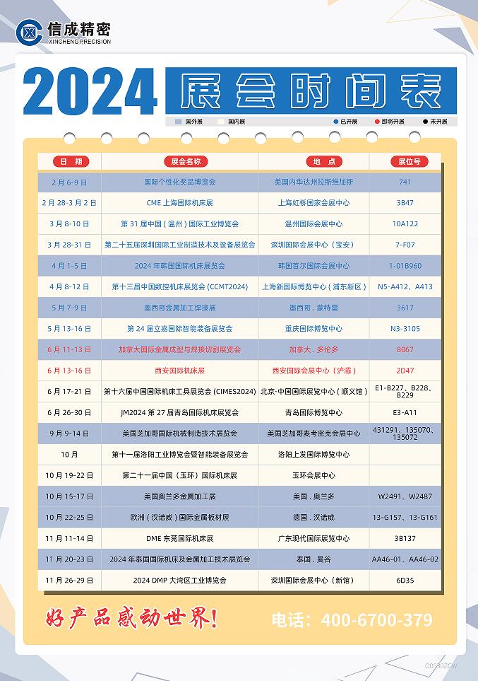 洛陽(yáng)信成2024年上半年展會(huì)安排時(shí)間表