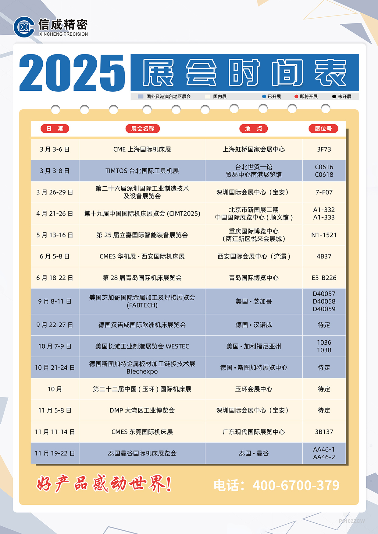 洛陽信成2025年上半年展會安排時間表